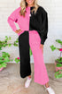 Multi-Color Contrast Color Block Textured Casual 2pcs Outfit